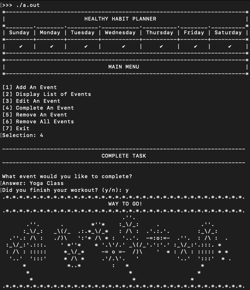 Snapshot of Health Tracker linux program in action.